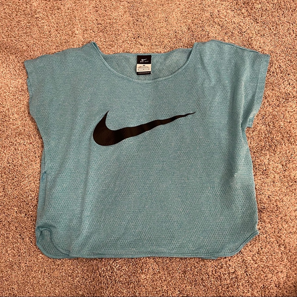 Nike City Cool Swoosh Blue Breathable Crop Shirt